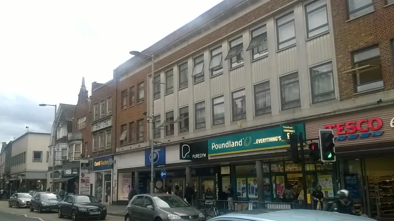 Parade of shops on Wembley High Road in north-west London